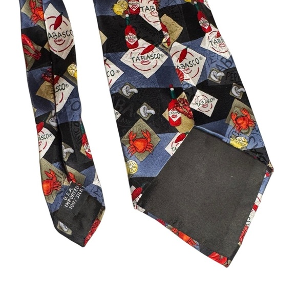 Tabasco 100% Silk novelty tie men’s necktie lobster crawfish crabs seafood boil - Picture 5 of 7